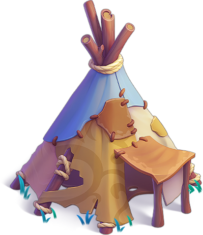 Salma’s Wigwam on Tangled Island, where players can obtain animal feed to complete tutorial quests and progress in the game.png
