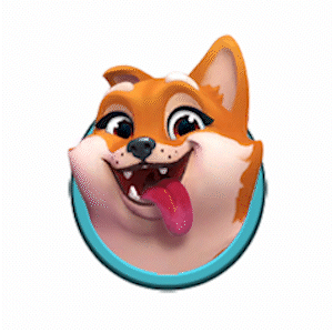 Waffle, the Shiba Inu dog and Bastian’s companion in Elf Islands game..gif
